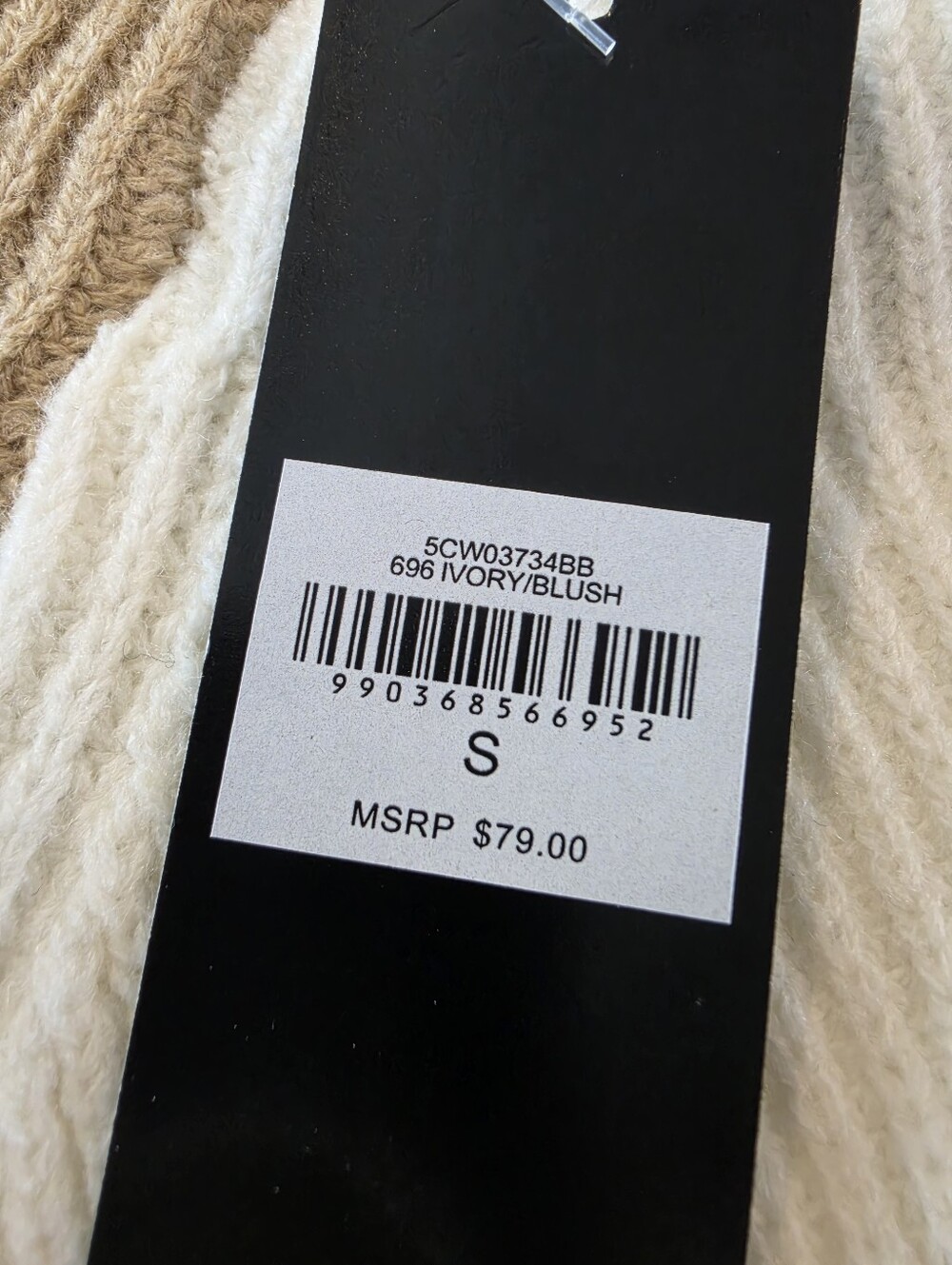 Bebe Colorblock Ribbed Logo Sweater Pink Cream Camel NWT - Picture 6 of 6